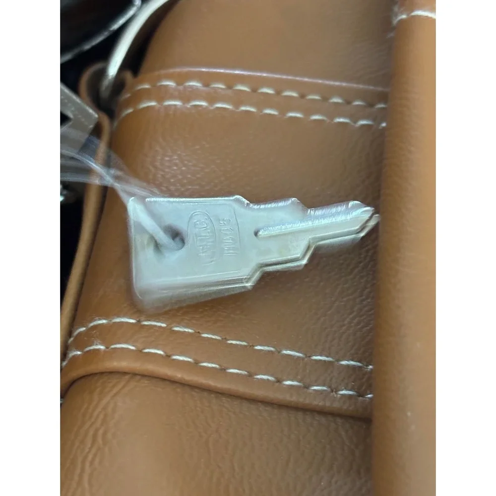 Vintage Tan Faux Leather Travel‎ Bag Set Lot of 3 YKK Zippers Retro Luggage READ